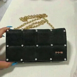 HOUSE of Want Crossbody Wallet with pearls Black and gold - New!